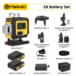 MELLWIN Professionaalne 16 Joonega 4D Lasernivelliir APP Kaugjuhtimisega &ndash; 360&deg; Horisontaalne ja Vertikaalne Isetasanduv Rohelise Kiirega Lasert&ouml;&ouml;riist 2xBattery Set