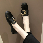 Naiste 2025. aasta suvejalatsid, madala kontsaga elegantsed Y2k kevadised &scaron;ikid mustad mokassiinid kandilise ninaga, elegantse kuuma kingaga A 37