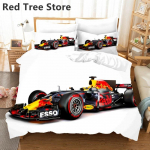 Punane v&otilde;idus&otilde;iduauto 3D Laste Poiste Voodipesukomplekt F1 M&auml;ngu S&otilde;itja Tr&uuml;kis Tekikate 2/3tk Voodipesu Padjap&uuml;&uuml;riga &Uuml;heinimese T&auml;ism&otilde;&otilde;dus Voodikate Eu Single 135x200cm