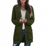 Naiste mood vabaaja eesmine avatud pikkade varrukatega tursked kootud kardiganid kampsunid &uuml;ler&otilde;ivad mantlid M