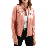 Naiste vabaaja nahktagi P&uuml;siv kraega jakk &Otilde;huke kevad- ja s&uuml;gismantel S