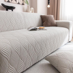 Žakaarmustriline sametist triibuline diivanikate, elastne veniv kaitsekate, kaunistus elutubades, magamistubades ja kontorites - vastupidav ja libisemiskindel Five people [Applicable to 305-360cm sofa]