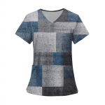 Naiste moeprindiga l&uuml;hikeste varrukatega V-kaelusmustriga topsid Taskuga t&ouml;&ouml; T-s&auml;rgid XL