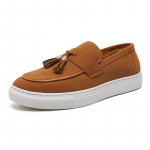 Uued Suede Mokassiinid Vabaaja Kingad Flokeeritud Pruun Hingav Slip-On Tuttidega Kevad Meeste Kingad Suurus 38-48 Zapatos De Hombre 38 pruun