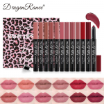 Dragon Ranee 12-osaline leopardimustriga matt huulepliiatsite komplekt | Kauap&uuml;siv sametine huulepliiats ja kontuurpliiatsi komplekt Leopard Print12Only lipst