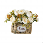 Artificial Floral Arrangement in Basket for Home And Event Decoration, Centerpiece Office roosa