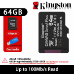 Kingston 128GB micro SD TF kaart M&auml;lukaardid 64GB 256GB 512GB microSDXC kaart Kuni 150MB/s A1 Class 10 UHS-I U1 V10 A2 Telefonile droonidele kaamerale GoPro 64GB