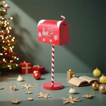 Christmas Mailbox Easy to Install Metal Decorative Sturdy Decor Xmas Letters Mail Box for