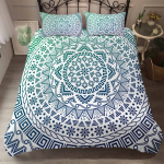 Luksuslik voodipesukomplekt Mandala klassikaliste v&auml;rvidega &uuml;isuuruses boheemlaslik voodipesukomplekt King Queen Full tekikotikomplektid Boho voodipesu Kahekordne EU single(135x200cm)