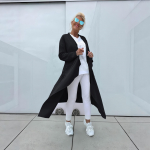 Uus moodne &uuml;hev&auml;rviline ebaregulaarne pikk trenchcoat 3XL must