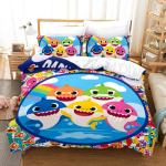 3D-lastetuba Multifilmi tr&uuml;kkimine voodipesukomplekt Baby Shark tekikate padjap&uuml;&uuml;r 2/3 t&uuml;kki DE100 * 135 t&auml;issuuruses dekoratiivne tekikate Baby 100x135cm blue