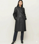 Naiste Mantel TRENCH Must Lambanahk Pidulik Nahk Vabaaja K&auml;sit&ouml;&ouml; Stiilne Ehtne S must