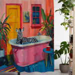 V&auml;rviline sebra vannitoas du&scaron;ikardin - Elav ja veidra disainiga k&otilde;rge elegantsiga vannitoa atmosf&auml;&auml;ri jaoks 90x180cm