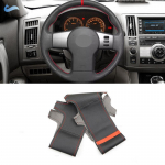 Auto Styling perforeeritud nahast roolikatte trimm Nissan Frontier Xterra Navara Pathfinder III 2005 - 2015 punane