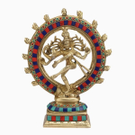 Puhas messingist Lord Shiva tantsiv Nataraji kuju, K&auml;sitsi valmistatud dekoratiivne skulptuur beige