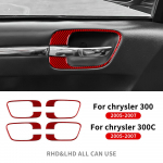 for Chrysler 300 300C 2005 2006 2007 Car Inner Door Handle Frame Real Soft Carbon Fiber Sticker Interior Trim Accessories Red Carbon
