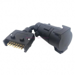 Car Trailer Adaptor 7 Pin Flat Male plug to 7 Pin Large round Female socket New 1PC 1 PC