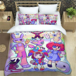 Anime The Amazing Digital Circus Tekikottide Komplekt 3D Prindiga Digitaalse Tsirkuse Voodipesu Komplektid Poistele T&uuml;drukutele &Uuml;heinimese Queen King Suuruses 150*200cm 3pcs