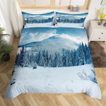 Lumi M&auml;gi Tekikate Komplekt J&auml;&auml;m&auml;gi P&auml;ikeset&otilde;us P&auml;ikeseloojang Voodipesu Komplekt Mikrokiud Talv Looduslik Maastik Tekikate &Uuml;ksik Kuninglik Suurus 150*200cm 3pcs