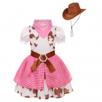 T&uuml;drukute roosa teksist l&auml;&auml;nelik kauboi seelik Halloweeni kost&uuml;&uuml;mikomplekt M (US 5-6 years) roosa