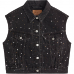 Levis 90ndate Vintage L&otilde;tv Lihtne Kivist Kaunistatud L&uuml;hike Teksist Vest Naiste vestid 001W2-0007 M