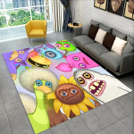 3D My Singing Monsters videom&auml;ngu multifilmi vaip, koduvaip elutoas diivani uksematt, libisemiskindel lapse p&otilde;randamatt 160cm x 200cm