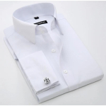Pulmas&auml;rk Meeste Slim Fit Pikkade varrukatega &Auml;rip&auml;evas&auml;rgid Prantsuse mansettide ja mansetin&ouml;&ouml;pidega T&auml;iuslik formaalseks banketiks 42 white