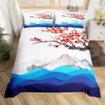 Jaapan Fuji m&auml;gi pehme tekikate komplekt Kirss soe tekikate Retro torn voodipesu komplekt Jaapani Ukiyo-E voodikate t&auml;ielik kuninganna suurusega m&otilde;&otilde;tmed 135*200cm Eu-Single