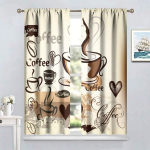 2-osaline l&uuml;hike kahvel, lusikas, nuga Savor Cafe Kardinad Magamistuba Elutuba Akna kardin K&ouml;&ouml;k V&auml;ike kodu kaunistus Talu Valmistatud Pol&uuml;ester Piirkond W100*H160(CM)-Hooks&2PCS