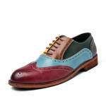 Suur suurus 38-48 Moodsad peomehed Kingad Elegantne Brogue Lamedad Meeste formaalsed kingad Vabaaja &auml;ri Oxfordid Patchwork Nahast Mokassiinid 38