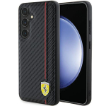 Kaitse&uuml;mbris Samsung Galaxy S24 jaoks Ferrari Carbon Tr&uuml;kitud Joon Must