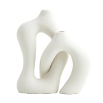 2 tk/komplekt Keraamilised vaasid Ebakorrap&auml;rane ringikujuline ristl&otilde;ige Moodne Boho vaas Minimalistlik P&otilde;hjamaade stiilis Lillevaas Lauaplaadile Riiulile Kodu kaunistus white