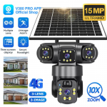 V380 PRO HD 15MP V&auml;li p&auml;ikesepatareiga kaamera Kolme objektiiviga 4G SIM-kaardiga Kaamera Veekindel Kahepoolne intercom Mobiilne j&auml;lgimine PIR Turvakaamera Three lens