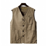 Vest Mees Puuvillane Kahepoolne Taktikaline Vest Paljude Taskutega Varrukateta Jakk Meeste Vestid Meeste Jakk XL khaki