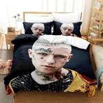 3D Prindi R&auml;ppar Lil Peep Voodipesukomplekt Tekikott Voodikomplekt Tekikate Padjap&uuml;&uuml;r Tekk Kuningas Kuninganna Suurus Poiste T&auml;iskasvanute Voodipesukomplekt 135x200cm