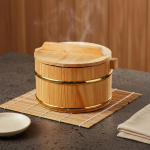Puidust riisikast kaanega Velje kujundus Puidust sushi segamiskauss Oke brown