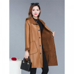 Talvejope Naiste Pruun Nukk Kaelarihm S&uuml;gis Uus Korea Mood Slim Lisa Velvet Pikk Kunstnahast Mantel Naine XL