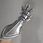 Keskaegne r&uuml;&uuml;tel gooti k&auml;ekaitse 3D-prinditud plastik Techwear Punk pikkade kinnastega mees naine Cosplay mehaaniline k&auml;si Right Hand valge