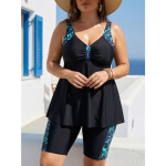 Naiste S Pluss Suurus Tankini Ujumisriided Must Teemanttr&uuml;kk 6x 1XL must