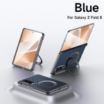Luksuslik 360&deg; p&ouml;&ouml;rleva magnetilise tugijalaga s&uuml;sinikkiust &uuml;mbris Samsung Z Fold 8 jaoks Lai l&ouml;&ouml;gikindel Magsafe'i jaoks Metallist objektiiviga &otilde;huke kate Galaxy Z Fold 8 Wide sinine