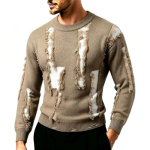Meeste vabaaja kootud kampsun pikkade varrukatega kulunud pullover s&uuml;giseks ja talveks XXL beige