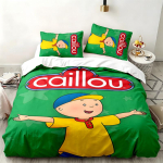 Caillou 3-osaline komplekt T&auml;iuslik magamistoa jaoks Mugav voodipesukomplekt sisaldab tekikotti ja kahte padjap&uuml;&uuml;ri Ideaalne s&uuml;nnip&auml;eva- v&otilde;i j&otilde;ulukingitus 135cmx200cm green