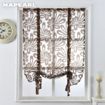 1 TK NAPEARL Jacquard Rooma kardin, lill, t&uuml;ll aknavarraste tasku K&ouml;&ouml;gis l&auml;bipaistev kardin elutuppa W140 x L160 pruun