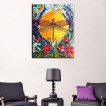 Teemantmaaling Dragonfly & Flowers 5D DIY Teemanttikandid Rhinestone Mosaiic Ristpistes 20X30CM