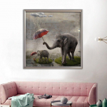 Teemantide elevant pilt kividest Teemantmosaiigist loomad Ristpistes Teemanttikandid 30x30CM