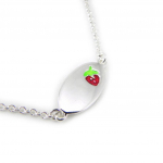 Les Tr&eacute;sors De Lily [G9051] - Gourmette Argent 'Fraise' rouge punane