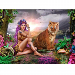 Teemantmaal ristpistes t&auml;is&uuml;mmargune pilt kivist  Iluhaldjas ja tiiger  Tikand 20X30CM