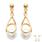 Les Tr&eacute;sors De Lily [L1185] - Boucles Plaqu&eacute; Or 'Perla' Blanc Dor&eacute; - 28x8 mm kuld
