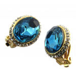 Les Tr&eacute;sors De Lily [P4952] - Clips Cr&eacute;ateur 'Sissi' turquoise dor&eacute; - 18x14 mm sinine