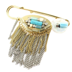 Les Tr&eacute;sors De Lily [Q1033] - Disainer pross  Acapulco  t&uuml;rkiissinine kuld - 75x65 mm t&uuml;rkiissinine